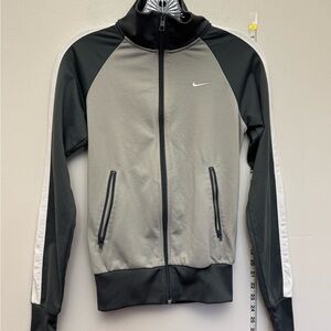 Nike Athletic Dept Track Jacket Women’s XS Petite Gray Black Full Zip Athletic